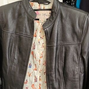 Topshop Women's Black Leather Jacket
